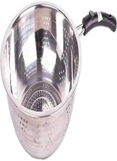 Buy Stainless steel round strainer pots with plastic handle for vegetables and fruits 24 cm - silver black in Egypt