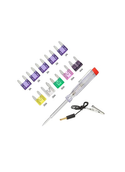 Buy 10 PCS Car Motorcycle Blade Fuses with Tester Pen Tools Kit Clip in UAE