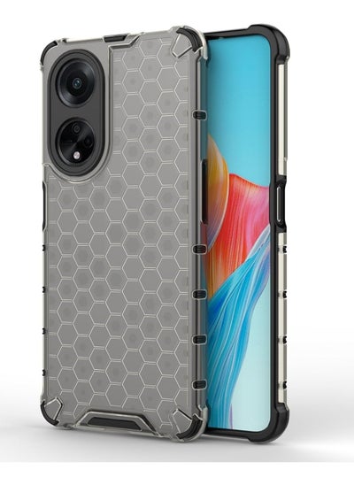 Buy Cover compatible with Oppo A98 5G ,original honeycomb design case with superior shock protection with an elegant appearance - transparent back with black edges (Black) in Egypt