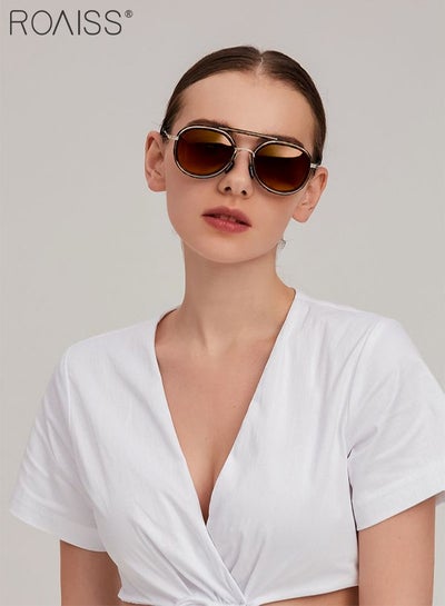 Buy Polarized Round Sunglasses for Men Women, UV400 Protection Sun Glasses with Tortoiseshell Gold Frame, Fashion Anti-Glare Sun Shades for Driving Fishing Traveling Cycling in Saudi Arabia