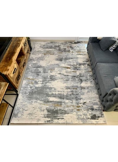 Buy Handpicked Furniture Abstract Grey Rug, Ultra Soft Area Carpets For Bed Room, Living Room, And Dining Room, Antislip Floor Carpets, Easy To Clean, Made In Turkey, 230x150 cm, Polypropylene, Rectangle in UAE