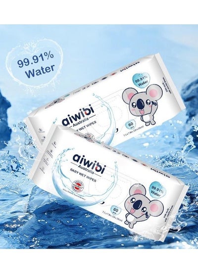 اشتري Aiwibi 99.91% Pure Water Baby Wet Wipes Pack of 6 Pouches X 60 Sheets 360 Wipes في الامارات