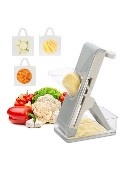 Buy kitchen slicer multifunctional 5-in-1 safe kitchen vegetable chopping adjustable vegetable cutter fast dicing fruit french slicing potatoes onion carrot salad food meal preparation in Saudi Arabia