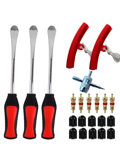 اشتري Steel Tire Spoons Tool Set, Tire Tools Include 3 Piece Tire Spoons, 2 Piece Rim Protector, Valve Tool, 6 Piece Valve Cores, Motorcycle Tire Changer, Dirt Bike Tire Levers في السعودية