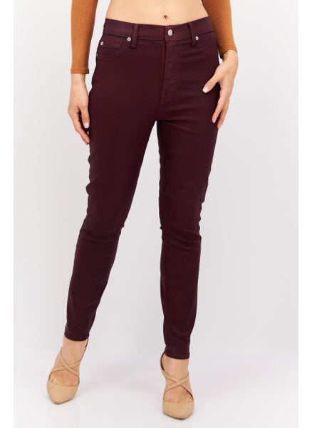 Buy Women Super Skinny Fit Solid Stretchable Pants, Maroon in UAE