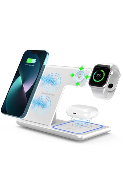 Buy Wireless Charger 3 in 1 Station Charging Stand Foldable for iPhone/iWatch, iPhone 14, 13, 12, 11 (Pro, Pro Max)/XS/XR/XS/X/8(Plus), iWatch 7/6/SE/5/4/3/2, 3/2/pro in UAE