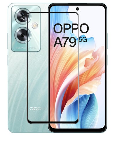 Buy (Oppo A79 5G) Glass Screen Protector HD Clear Anti Shock with Metal Frame black in Egypt