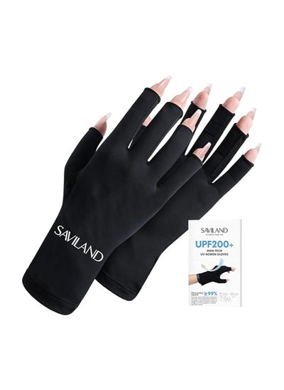 Buy UV Gloves for Nails, Professional UPF200+ UV Gloves for Gel Manicures Anti UVA & UVB 999+ Gloves for Gel Nail Lamp Fingerless UV Light Gloves for Gel Nails Prevent Hands from UV Harm (Black) in Saudi Arabia