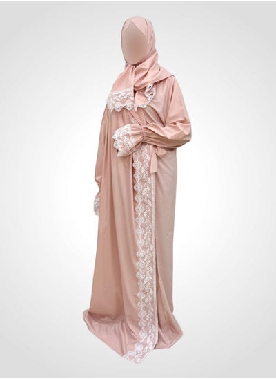 Buy A Very Soft And Comfortable Prayer Dress With Embroidery Lace Trim Consisting Of One Piece Includes a Veil And It Covers The Whole Body With A Uniform And Wide Size Suitable For All Bodies in Saudi Arabia