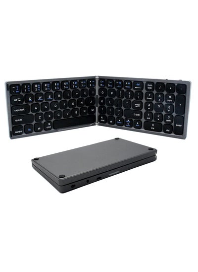 Buy Foldable Bluetooth Keyboard, Portable Bluetooth Keyboard, Full-size Rechargeable Slim Foldable Keyboard, Compatible with Tablets, Laptops, Smartphones in Saudi Arabia