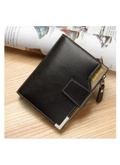 Buy Short travel wallet Vintage mini bifold wallet zipper card holders coin purse leather wallet in UAE