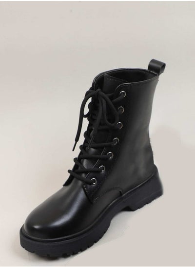 Buy Minimalist Lace-up Front Combat Boots in UAE