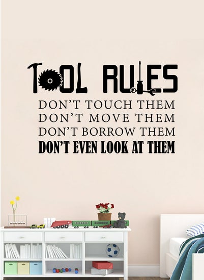 اشتري Tool Rules Home Garage Quote Wall Decal - Wall Arts Home Décor - Wall Sticker, 90x50 cm by Spoil Your Wall في الامارات