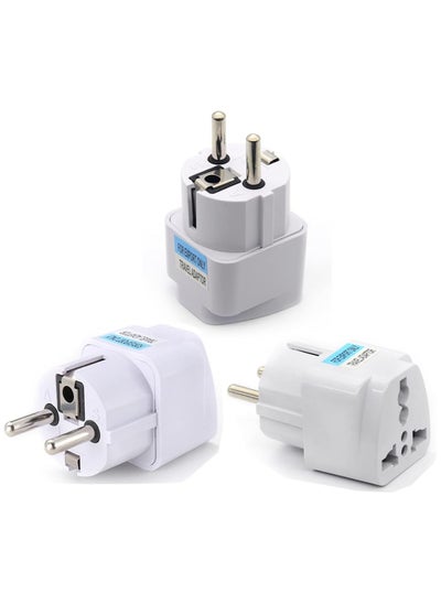 Buy 3-Pack Universal Travel Power Adapter - USA to Europe (EU) 2-Pin Plug Adapters for Norway, Korea, Spain, Greece, Russia, Iceland in UAE