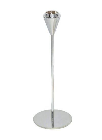 Buy Lume Taper Pillar Candle Holder Silver 8x23cm in UAE