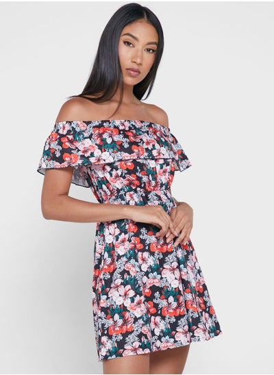 Buy Off Shoulder Printed Dress in Saudi Arabia