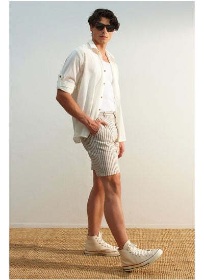 اشتري Beige Regular Fit Linen Look Striped Shorts TMNSS23SR00059 في مصر