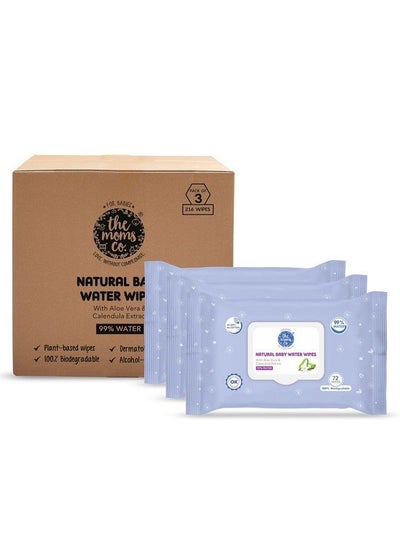 Buy . Natural 99% Water Baby Wipes L Prevents Rashes L Nourishes & Soothes Skin L With Aloe Vera & Calendula Extract L Pack Of 3 in Saudi Arabia