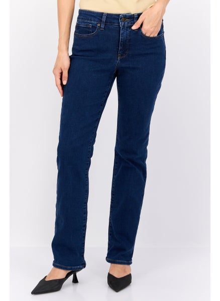 Buy Women Straight Fit Washed Stretchable Jeans, Blue in UAE