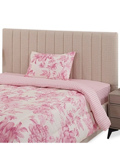 Buy Mariel Single-Sized Comforter, Pink And White - 160X220 Cm in UAE