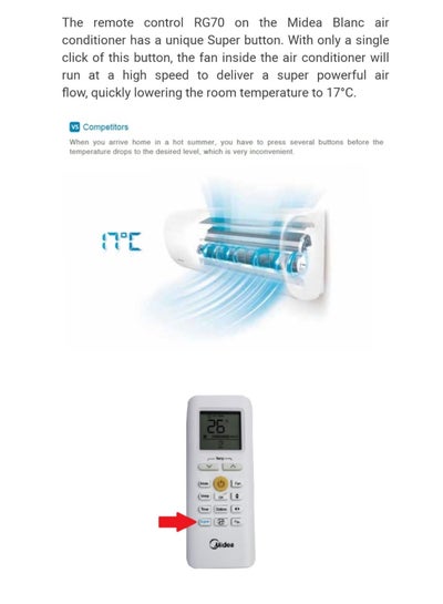 Buy ORIGINAL Remote Control For Media Split Aircondition White with unique super button in UAE