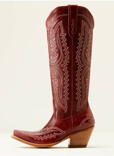 Buy Cowboy Boots For Women Western Embroidered Cowgirl Boots Chunky Heel Wide Tube Boots Pull on Pointy Toe Vintage Boots Red in Saudi Arabia