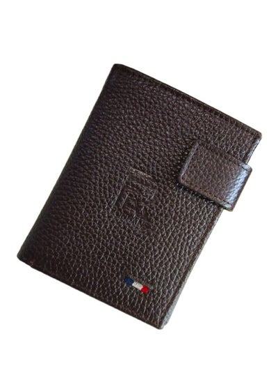 Buy Brown Leather Wallet For Mens, Brown Leather Grain Popper Wallet in UAE