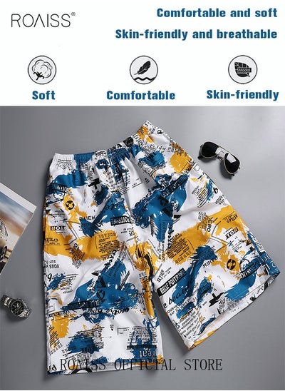 اشتري Men's Beachwear Quick Dry Beach Pants Swimming Trunks Leaves Pattern Thin Five-point Casual Pants Sports Running Boxer Swim Shorts Swimsuit Summer Multicolor في الامارات