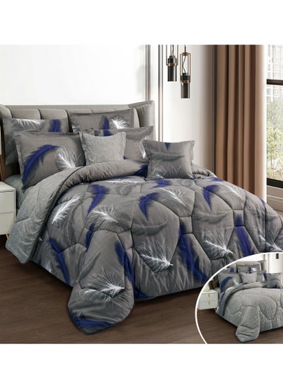 Buy Hours comforter set with soft silky fabric two sides floral print 4 pieces single size in Saudi Arabia