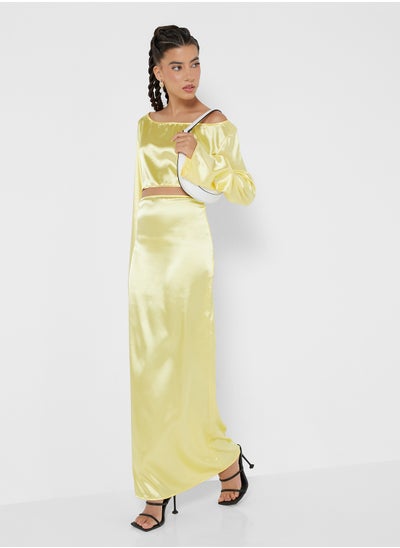 Buy Satin Offshoulder Top & A Line Skirt Set in Saudi Arabia