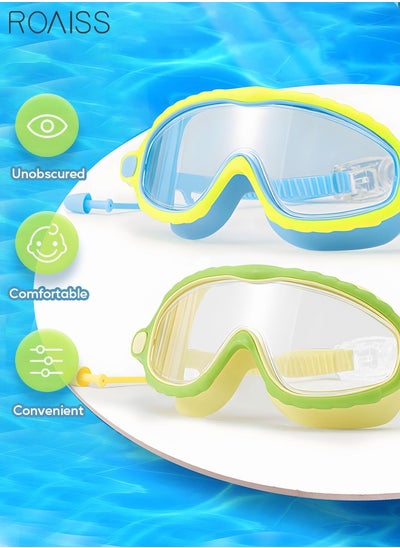 Buy 2 Pack Kids Swim Goggles for Child Teen Age 4-14 Kids Goggles for Swimming Adjustable Strap with Earplugs No Leaking Anti-Fog Waterproof in Saudi Arabia