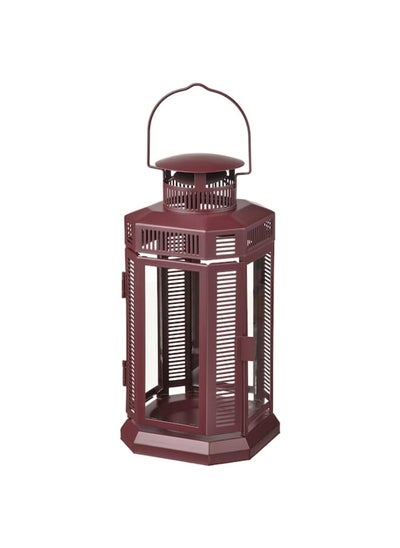 اشتري Lantern for pillar candle, in/out, brown-red, 28 cm في السعودية