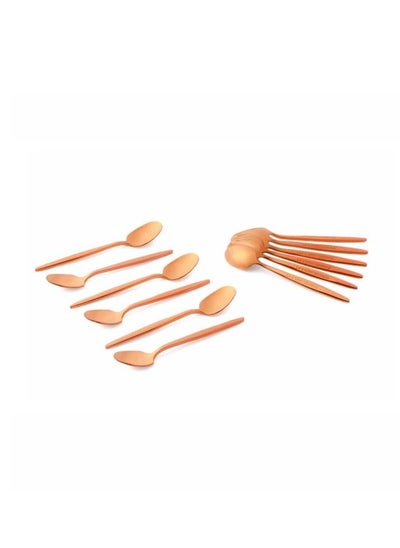 Buy 12pcs Cutlery Set, 18/10 Stainless Steel, Flatware Set, 12pcs Tea Spoon, Shine Rose Gold, for Home Kitchen, Mirror Polished - Dishwasher Safe in UAE