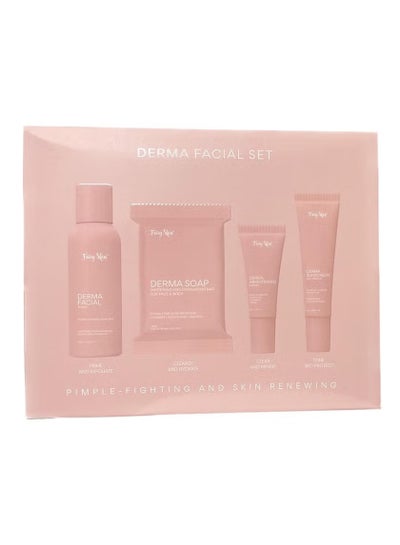 Buy Derma Facial Set for Instant Korean Glass Skin, Ultimate Defense Against Pimples and Skin Renewal, Complete with 135g Soap, 60ml Toner, 10g Brightening Cream, and 10g Sunscreen. in UAE