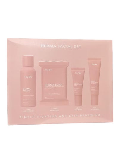 Buy Derma Facial Set for Instant Korean Glass Skin, Ultimate Defense Against Pimples and Skin Renewal, Complete with 135g Soap, 60ml Toner, 10g Brightening Cream, and 10g Sunscreen. in UAE