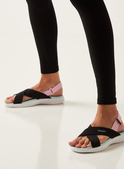 Buy Women's Cross Strap Sandals with Hook and Loop Closure Black in UAE