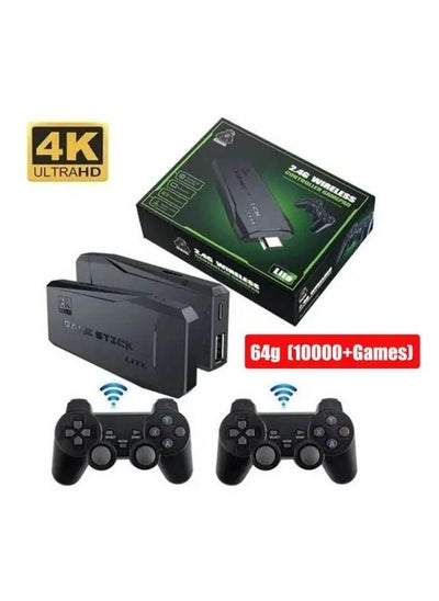 اشتري 4K HD video game console, dual 2.4G wireless controllers, plug-and-play video game stick, built-in 10,000 games, retro handheld game console في السعودية