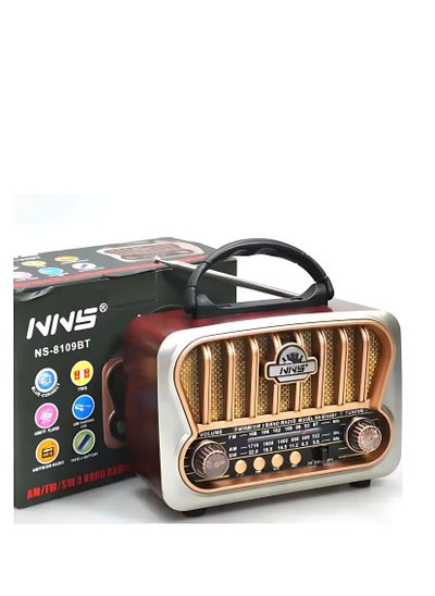 Buy NNS wood finish am fm sw radio portable old style desktop usb radio in UAE