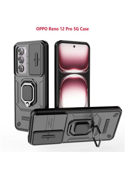 Buy OPPO Reno 12 Pro 5G Case, 360° Metal Ring Kickstand Shell, 2 in 1 Hybrid Shockproof Protective Phone Back Cover for OPPO Reno 12 Pro 5G in UAE