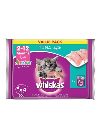 Buy Junior Tuna Wet Kitten Food For Kittens Pouch Pack Of 4 80grams in UAE