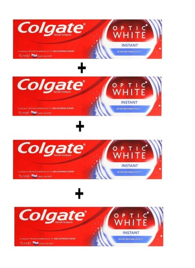 Buy 4 Piece Set Optic White Instant Whitening Toothpaste white 75ml in Saudi Arabia