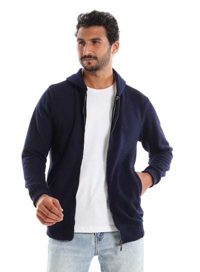 اشتري Side Pockets Long Sleeves Plain Navy Blue Sweatshirt في مصر