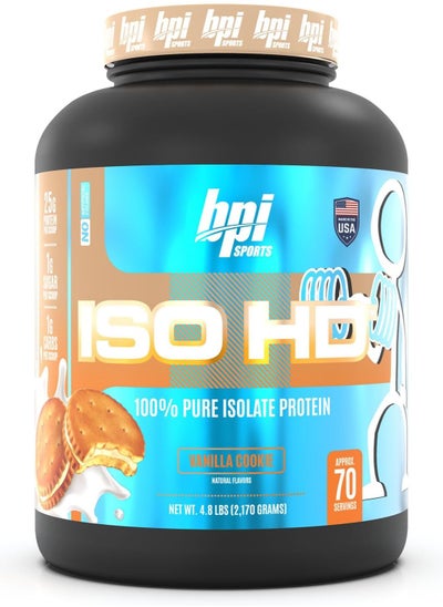 Buy ISO HD Whey Protein Isolates Muscle Growth Vanilla Cookie Flavour 4.8 lb in UAE