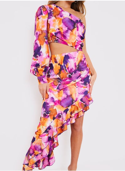 اشتري Floral Print Asymmetric Hem Dress في الامارات