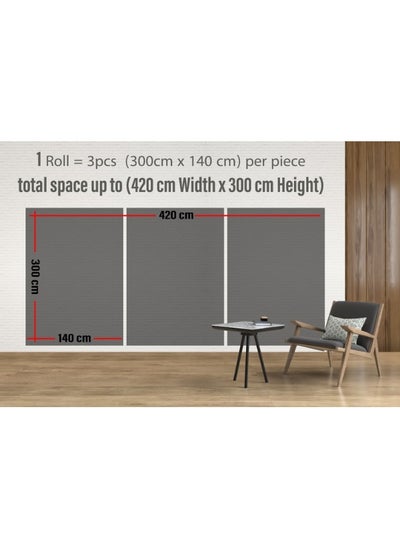 Buy Grey Light Fabric Wallpaper Covers An Area ​​Up To 4.2Mx3M With Adhesive And Smoothing Tool in Egypt