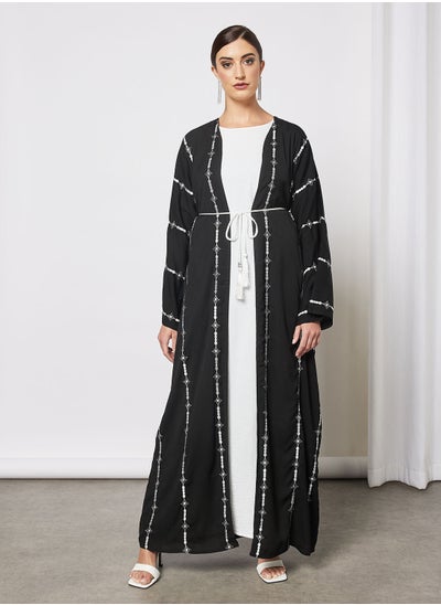 Buy Abaya With Front And Back Embroidery With White Inner in Saudi Arabia