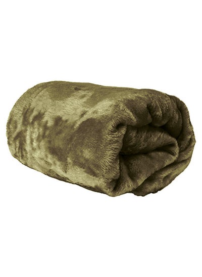 Buy Single Micro Fleece Flannel Blanket 260 GSM Super Plush and Comfy Throw Blanket Size 150 x 200cm Olive in UAE