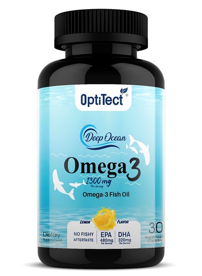 Buy Omega 3 Fish Oil, Lemon Flavored, Joint Support, Immune Support, Deep Ocean30 Vegan Liquid Capsules, 1300 mg in UAE