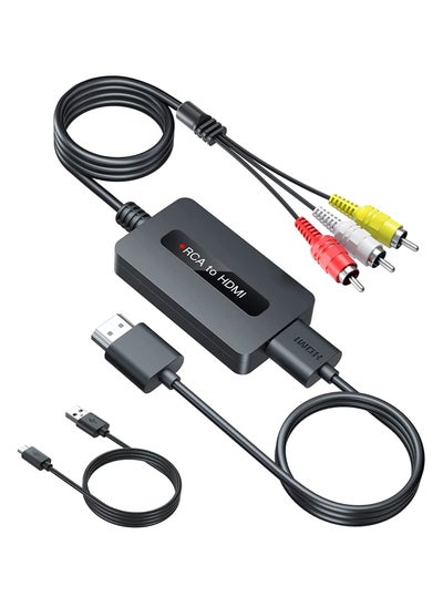 Buy Male RCA to HDMI Cable Converter with HDMI and RCA Cables, CVBS Composite AV to HDMI Converter, RCA in HDMI Out Adapter, Full HD 720P/ 1080P Output Switch for DVD, STB, Roku with Female RCA Output in UAE