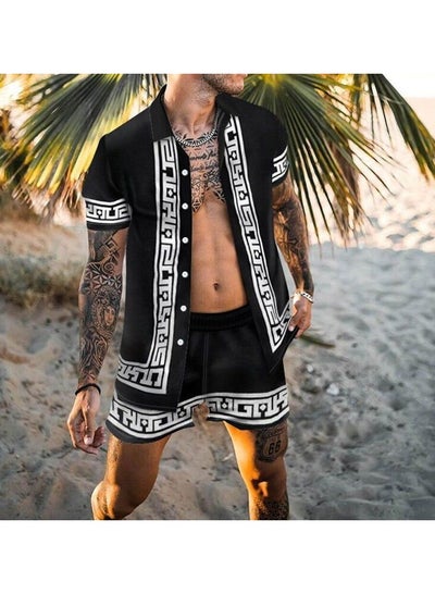 Buy Men's Shirt Casual Loose Shorts Beach Suit in Saudi Arabia